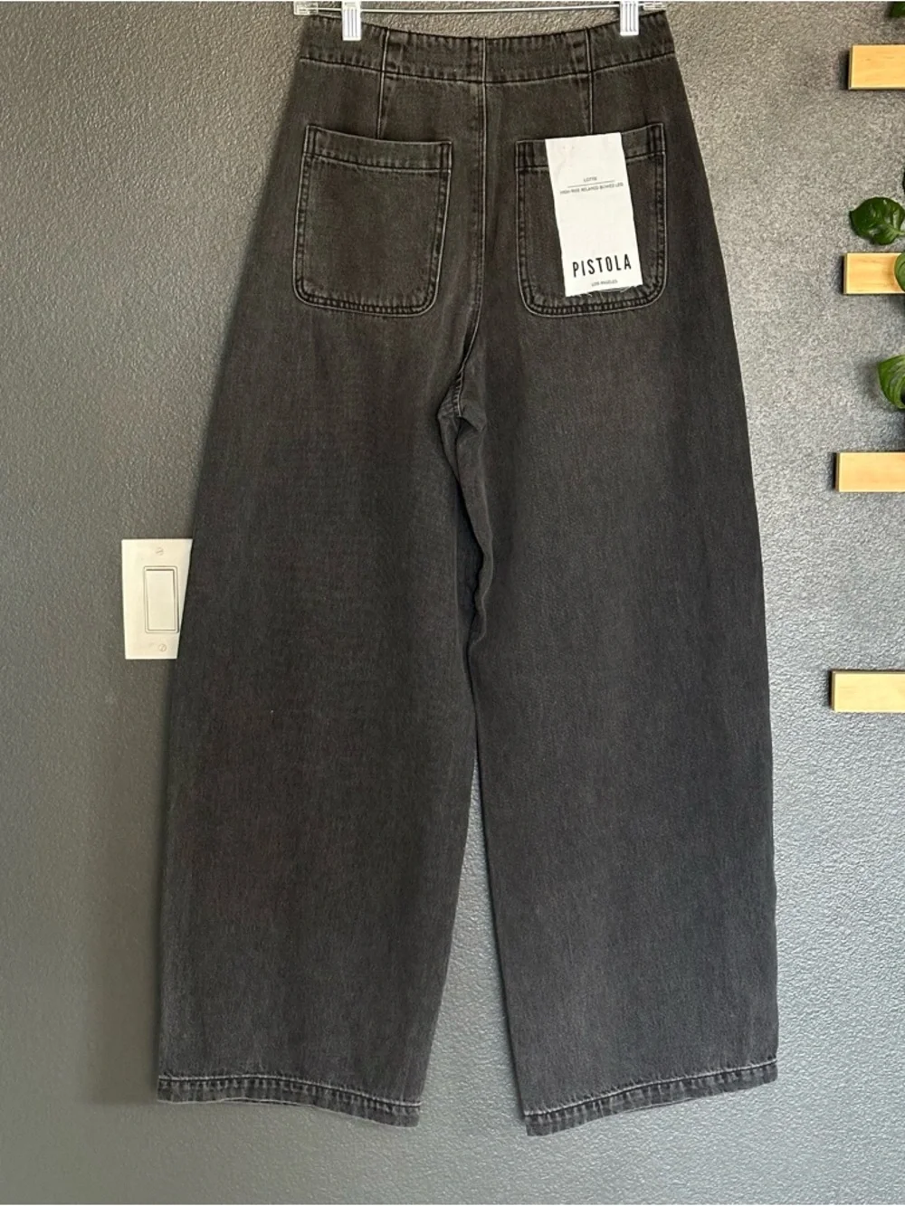 Pistola Lottie High Rise Relaxed Bowed Leg Jeans Zen Black Size 26 NWT - Picture 4 of 10
